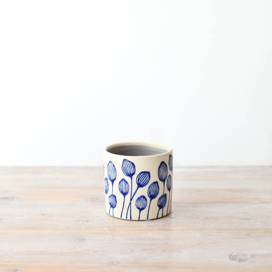 Stoneware Blue Leaf Small Planter