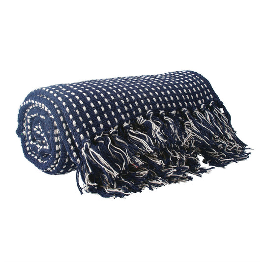 Navy Stab Stitch Throw