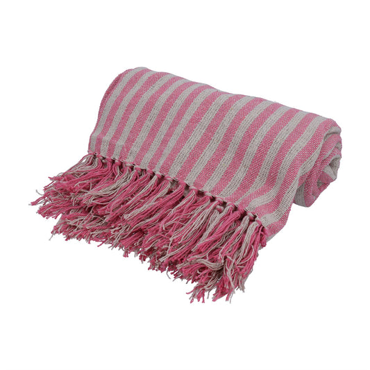 Pink Woven Stripe Throw