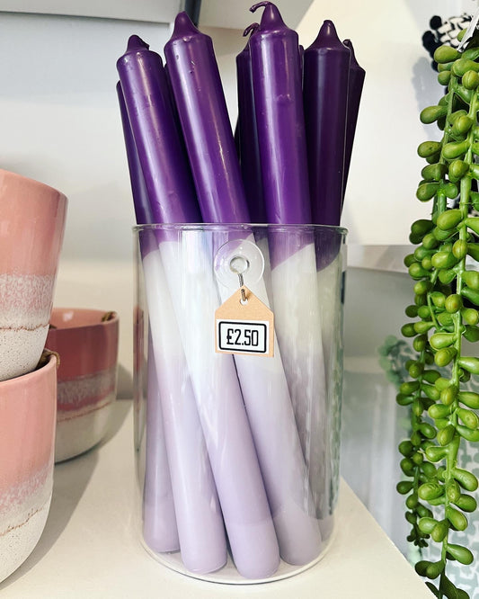 Taper candle in hues of Purple
