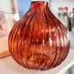 Round Fluted Amber Glass Vase