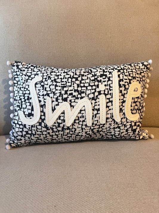 White Leather Smile Cushion