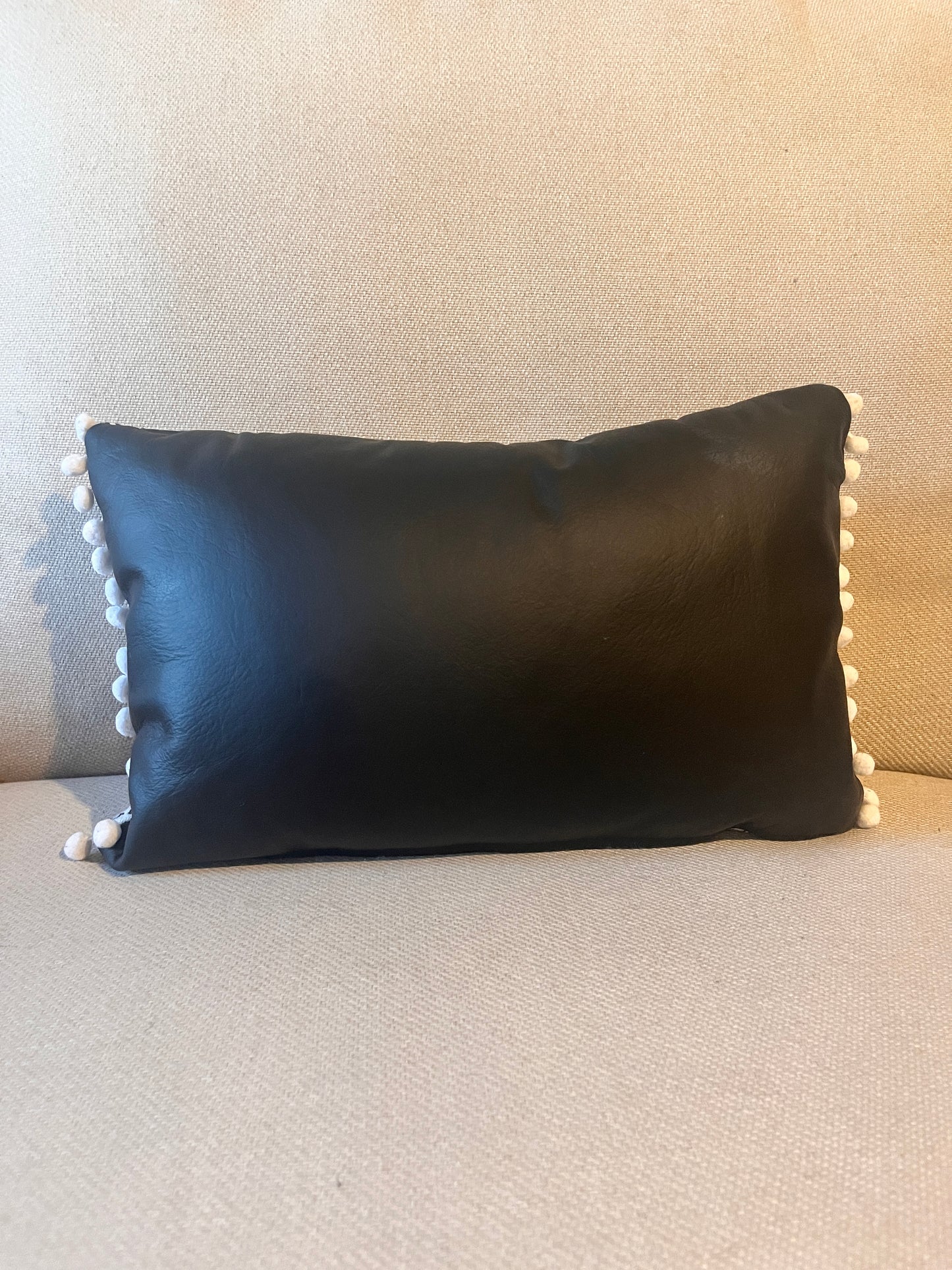 White Leather Smile Cushion