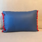 Blue Leather Love Cushion