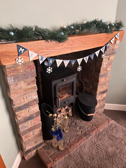 Merry Christmas Bunting With Snowflakes