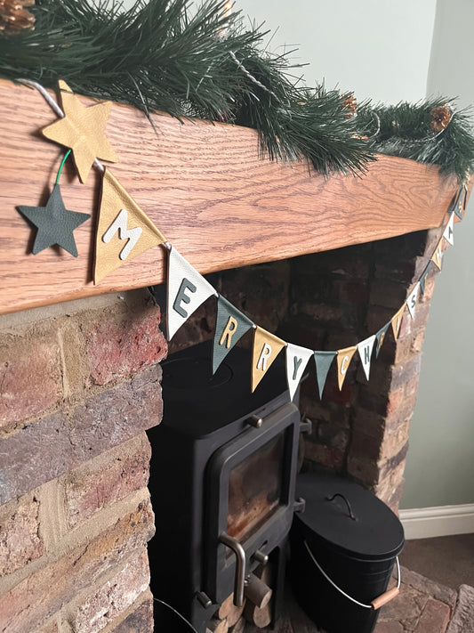 Merry Christmas Bunting With Stars