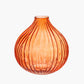 Round Fluted Amber Glass Vase