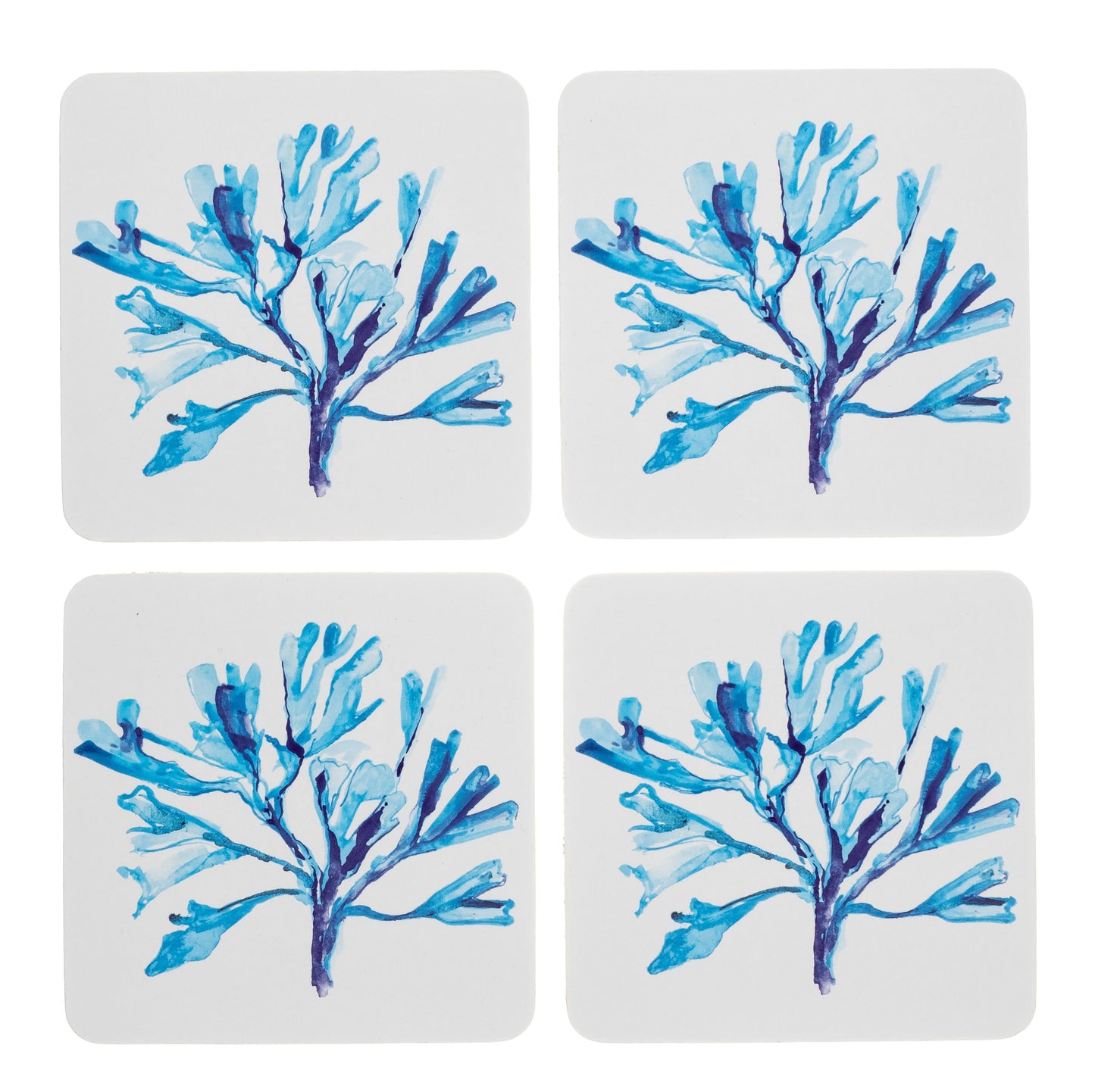 White and Bule Seaweed design Coasters