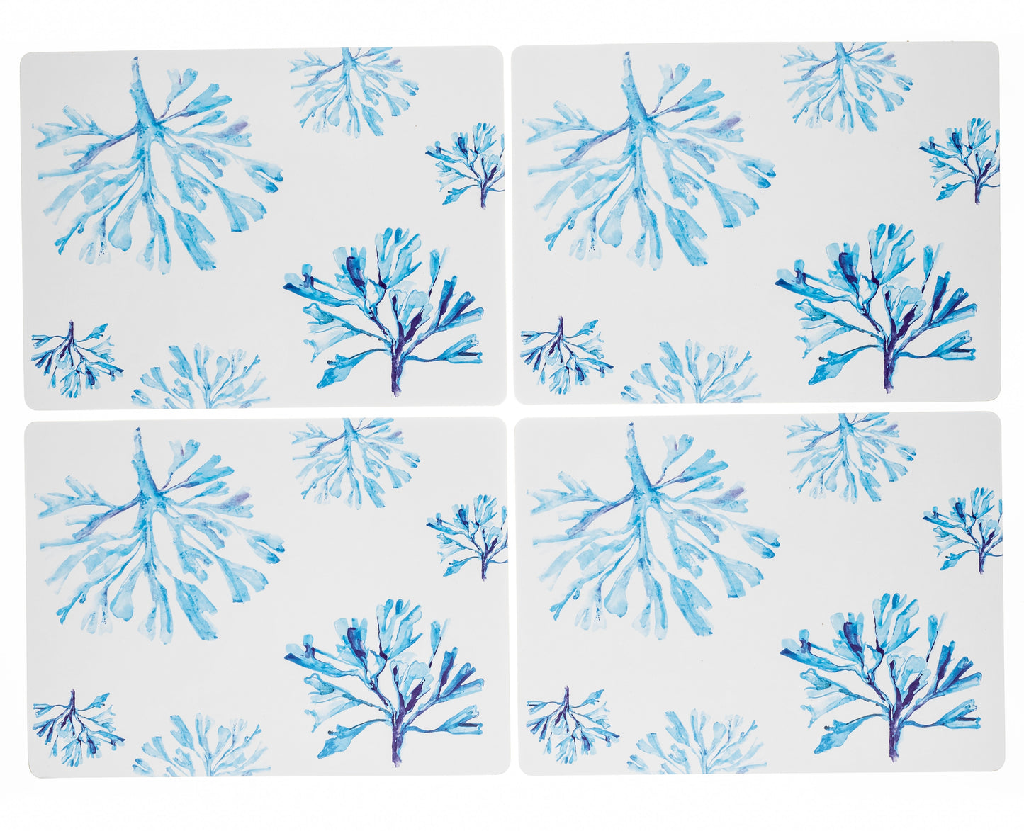 White and Blue Seaweed design Placemats